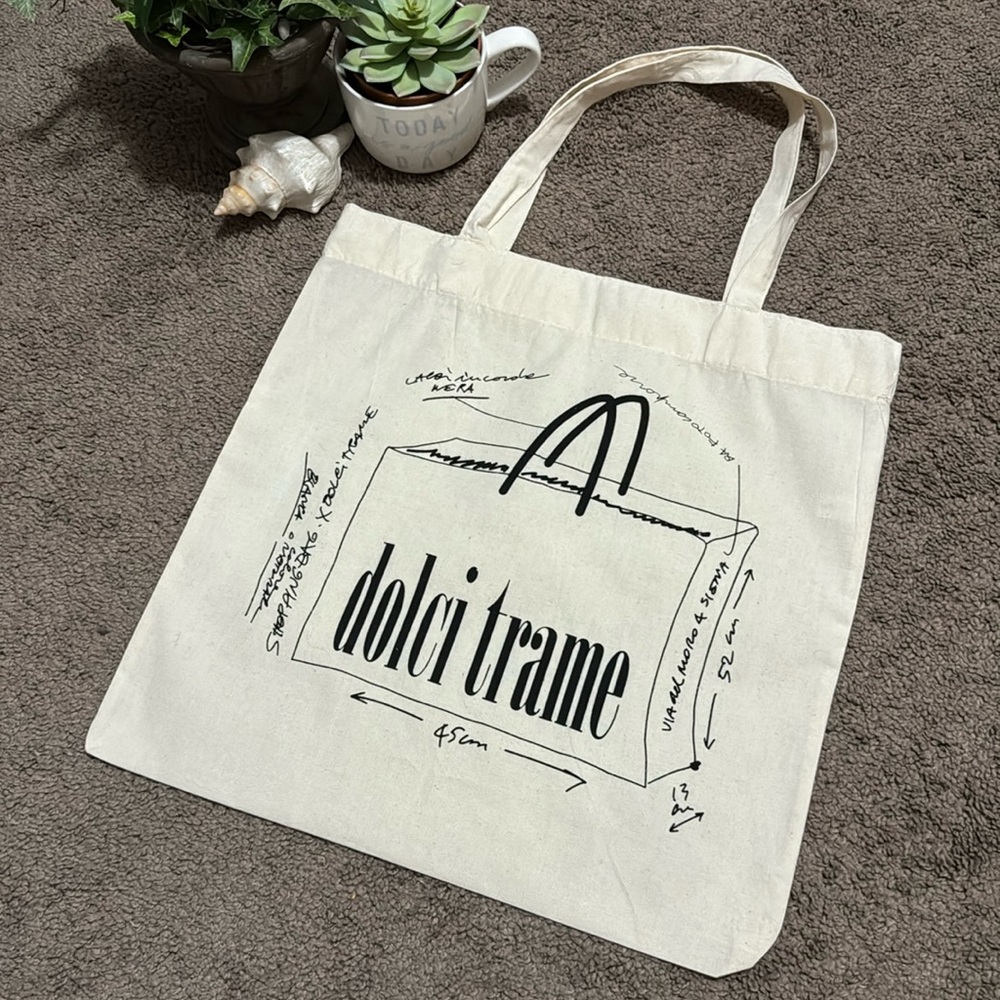 dolci trame Cotton Canvas Tote Bag-Beige-EUC